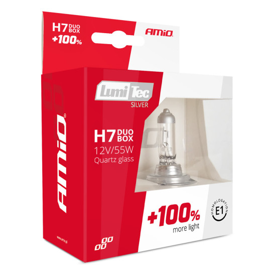 H7 12V 55W PX26d LUMITEC SILVER ΑΛΟΓΟΝΟΥ +100% UP TO 25m AMIO - 2 ΤΕΜ.