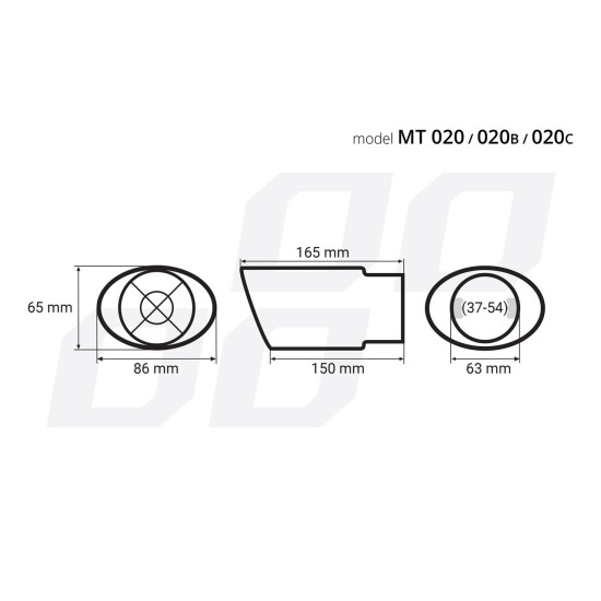 ΑΚΡΟ ΕΞΑΤΜΙΣΗΣ ΜΑΥΡΟ 165x86mm Φ37>54mm