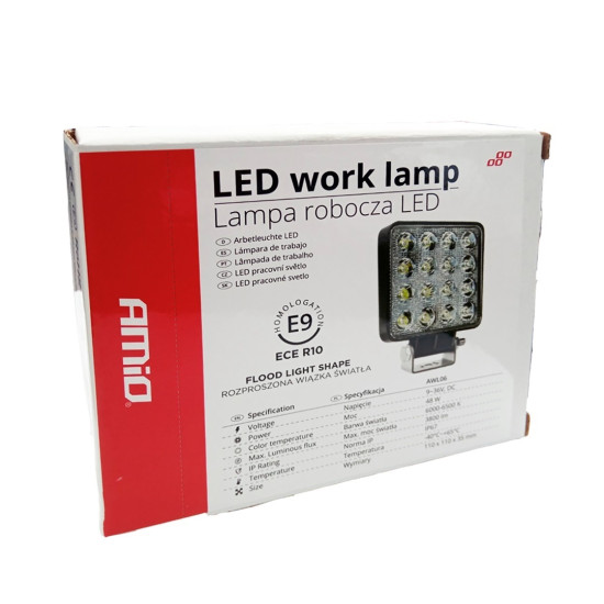 ΠΡΟΒΟΛΕΑΣ ΕΡΓΑΣΙΑΣ WORKING LAMP FLOOD 16LED 3030 9-36V 3840lm 6000K 110x110mm AWL10 AMIO – 1 ΤΕΜ.