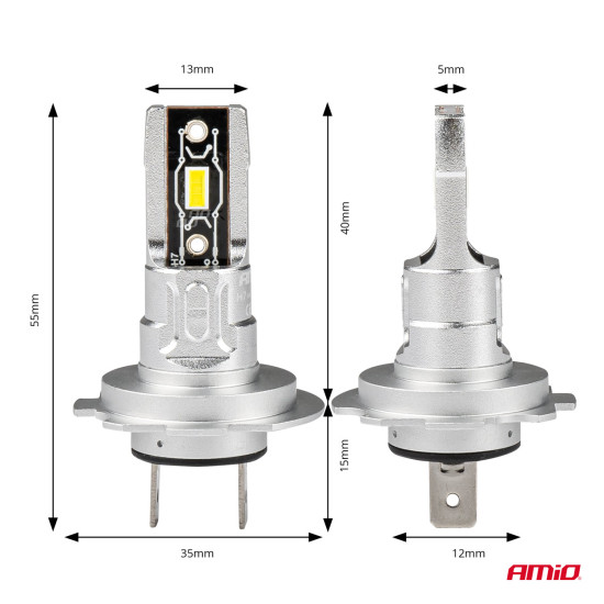 ΛΑΜΠΕΣ LED H7 H-SERIES 12>24V 50W 6500K 2225lm +200% CSP LED  AMiO - 2 TEM.