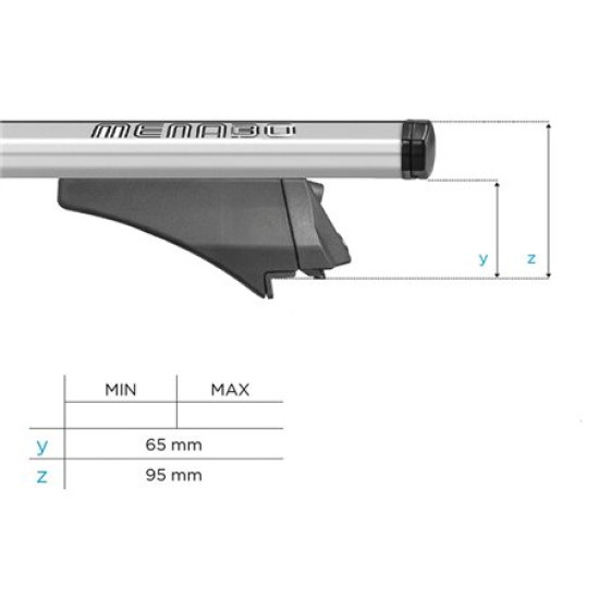 ΜΠΑΡΕΣ ΟΡΟΦΗΣ ΑΛΟΥΜΙΝΙΟΥ BLADE L SILVER 127cm ΜΕ ΑΚΡΑ ALFA HIGH ΓΙΑ FLUSH / STANDARD RAILS MENABO - 2 ΤΕΜ.