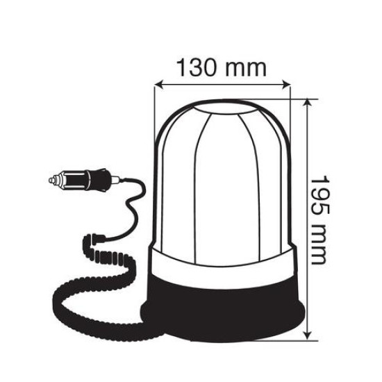 Φάρος RH-2 12V/24V Μαγνητικός με φις αναπτήρα Πορτοκαλί 130x195mm