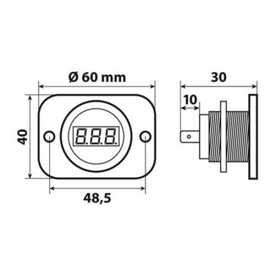 ΒΟΛΤΟΜΕΤΡΟ ΨΗΦΙΑΚΟ ΣΕ ΠΡΙΖΑ EXT-9 6-30V LED 60x48,5x40mm