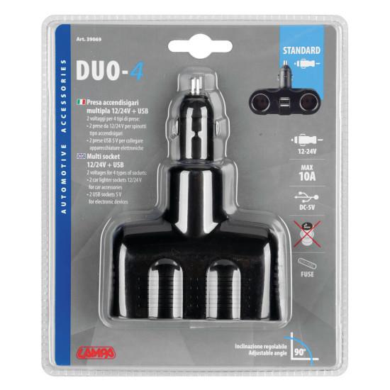 ΑΝΤΑΠΤΟΡΑΣ ΑΝΑΠΤΗΡΑ 2 ΦΙΣ ΑΝΑΠΤΗΡΑ+2 USB 12/24V DUO-4