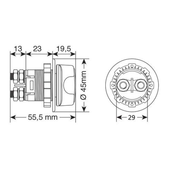 ΔΙΑΚΟΠΤΗΣ POWER-OFF ΜΠΑΤΑΡΙΑΣ 12-32V 100A 29mm EXT-11 3 ΛΕΙΤΟΥΡΓΙΩΝ