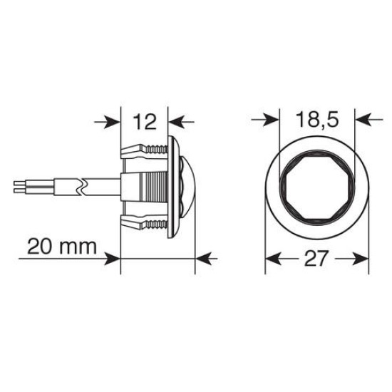 ΦΩΣ ΟΓΚΟΥ 12/24V LED ΠΟΡΤΟΚΑΛΙ ΣΤΡΟΓΓΥΛΟ 19,5mm 1ΤΕΜ.