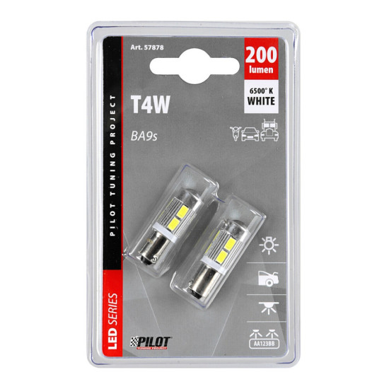 T4W 9-32V BA9s 200lm 10SMD LED ΛΕΥΚΟ BLISTER (ΔΙΠΛΗΣ ΠΟΛΙΚΟΤΗΤΑΣ) LAMPA - 2 ΤΕΜ