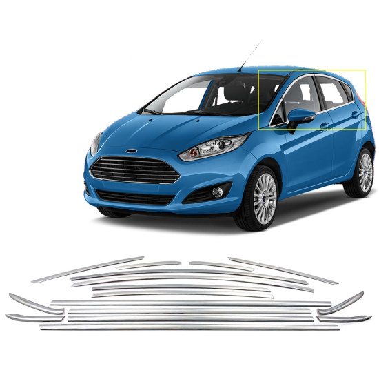 TRIM ΠΑΡΑΘΥΡΩΝ ΑΝΟΞΕΙΔΩΤΟ ΑΤΣΑΛΙ ΧΡΩΜΙΟ S-DIZAYN ΓΙΑ FORD FIESTA HB 5D 09+ - 16 TEM.