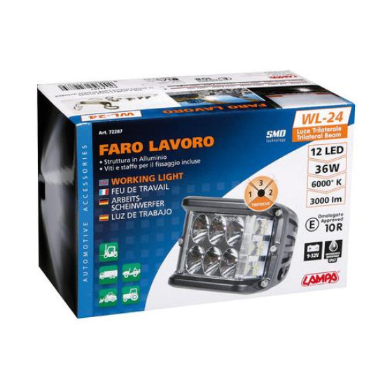 ΠΡΟΒΟΛΕΑΣ ΕΡΓΑΣΙΑΣ ΤΕΤΡΑΓΩΝΟΣ WL-24 12LED 36W 3000lm 9-32V (52x62x47mm) ΦΩΣ ΔΙΑΘΛΑΣΗΣ 3 ΟΨΕΩΝ -1ΤΕΜ.