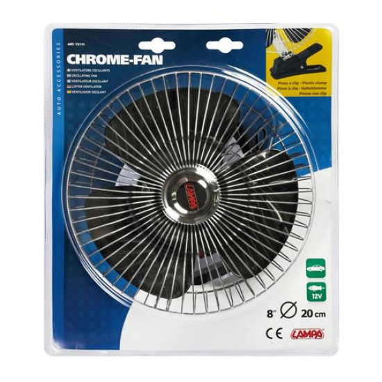 ΑΝΕΜΙΣΤΗΡΑΣ CHROME FAN 12V 16W (ΜΕ ΦΙΣ ΑΝΑΠΤΗΡΑ ΚΑΙ ΜΑΝΤΑΛΑΚΙ - Φ  20 cm)