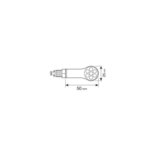 ΦΛΑΣ MOTO ΠΙΣΩ 12V SMD LED MAGNIFIER ΜΑΥΡΟ/ ΣΤΡΟΓΓΥΛΟ 3ΧΡΗΣΕΩΝ (ΘΕΣΕΩΣ /ΦΛΑΣ/ΣΤΟΠ) 50x25mm  LAMPA  - 2 TEM.