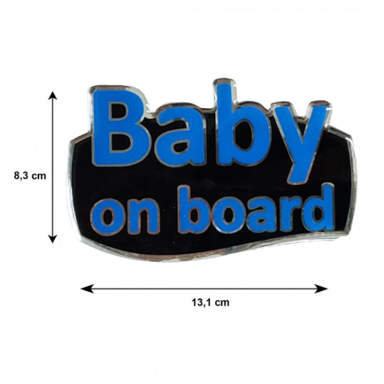 BABY ON BOARD ΑΥΤΟΚΟΛΛΗΤΟ ΕΞΩΤΕΡΙΚΗΣ ΧΡΗΣΗΣ 13,1 Χ 8,3cm ΜΠΛΕ/ΜΑΥΡΟ/ΧΡΩΜΙΟ ΜΕ ΕΠΙΚΑΛΥΨΗ ΣΜΑΛΤΟΥ - 1 ΤΕΜ.