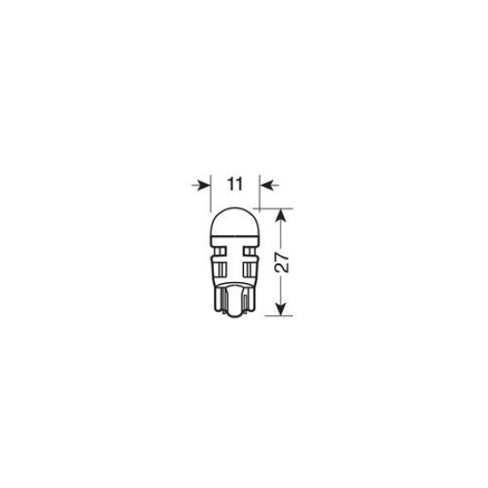 T10 W5W 12V W2,1x9,5d 150lm MEGA-LED 3 ΛΕΥΚΟ ΦΩΣ 11x27mm 2ΤΕΜ.