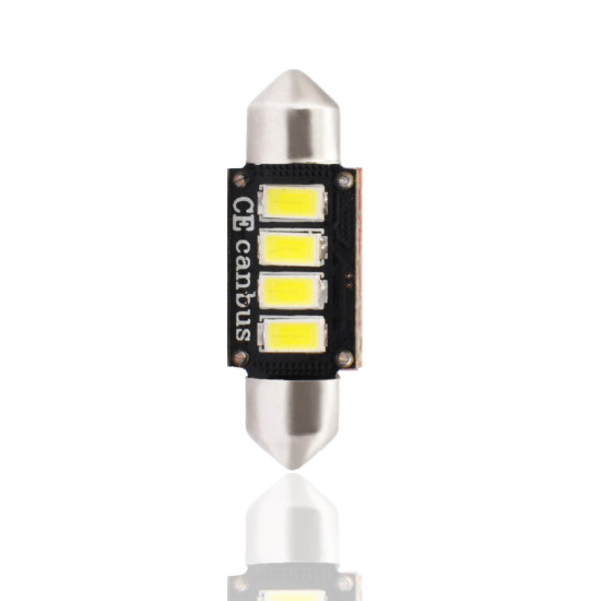 ΛΑΜΠΑΚΙΑ ΠΛΑΦΟΝΙΕΡΑΣ C5W/C10W 12V 2W SV8,5 36mm CAN-BUS+RADIATOR LED 4xSMD5730 PREMIUM ΛΕΥΚΟ 1ΤΕΜ.