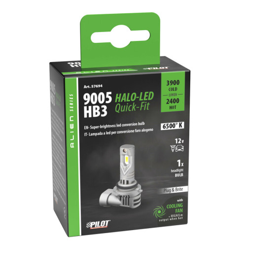 ΛΑΜΠΑ LED HB3 9005 12V P20d 6.500K ΨΥΧΡΟ 3.900lm/ΘΕΡΜΟ 2.400lm 35W HALO LED QUICK FIT ALIEN SERIES LAMPA - 1 ΤΕΜ.