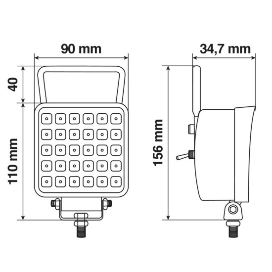 ΠΡΟΒΟΛΕΑΣ ΤΕΤΡΑΓΩΝΟΣ WL-28 16LED 16W 1.400lm 6.000K 10-30V 110x90x34,7mm ΦΩΣ ΔΙΑΘΛΑΣΗΣ 1ΤΕΜ.