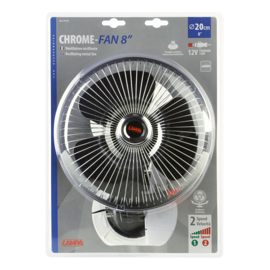 ΑΝΕΜΙΣΤΗΡΑΣ CHROME FAN 12V/16W (ΜΕ ΦΙΣ ΑΝΑΠΤΗΡΑ ΚΑΙ ΒΕΝΤΟΥΖΑ - Φ 20 cm)