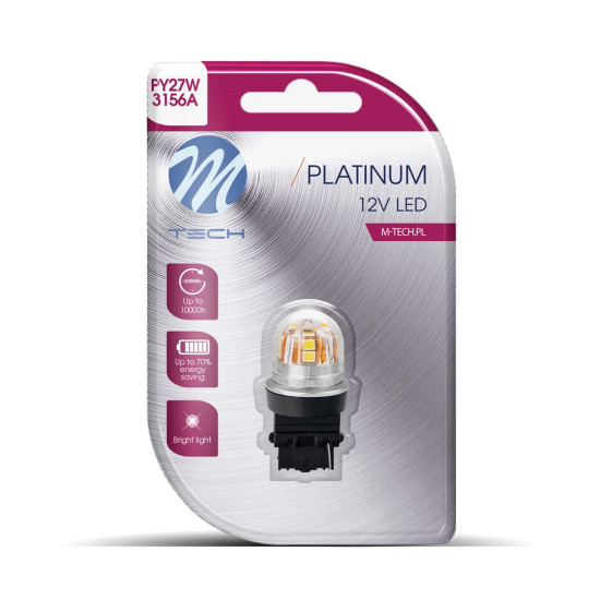 PY27W 12/24V W2.5x15d 15x2835SMD LED CAN-BUS ΠΟΡΤΟΚΑΛΙ PLATINIUM  M-TECH -   1 ΤΕΜ