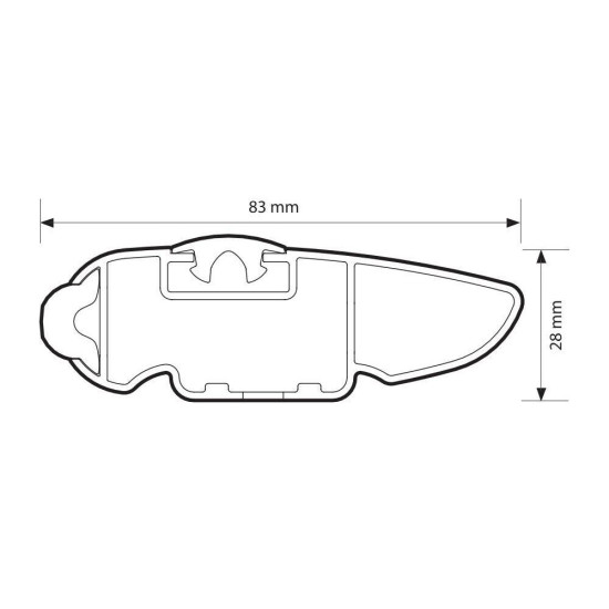 ΜΠΑΡΑ ΟΡΟΦΗΣ ΑΛΟΥΜΙΝΙΟΥ 64cm ΑΣΗΜΙ SILENZIO CX ORIGINE SYSTEM ( STANDARD / FLUSH RAILING) NORDRIVE - 1 ΤΕΜ.