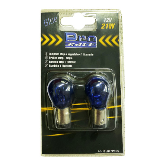 P21W 12V 21W BA15s ΜΟΝΟΠΟΛΙΚΟ ΜΠΛΕ BLUE DYED-GLASS 2ΤΕΜ. BLISTER