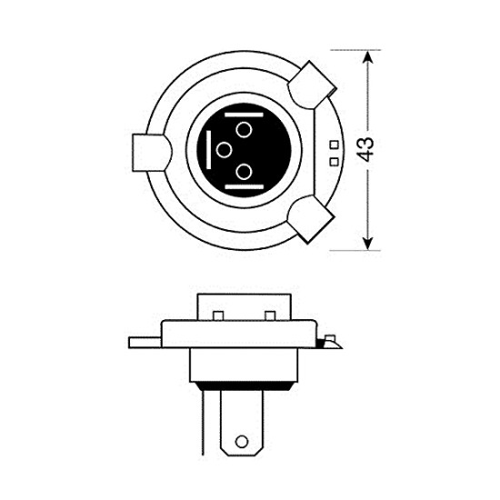 H4 ΑΛΟΓΟΝΟΥ 12V/60-55W 92mm P43t ΛΑΜΠΑ