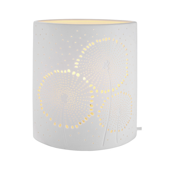 Λάμπα Επιτραπέζια ArteLibre Εκλειπτική Με Διακόσμηση Λουλούδι Λευκό Πορσελάνη 10x17x20cm