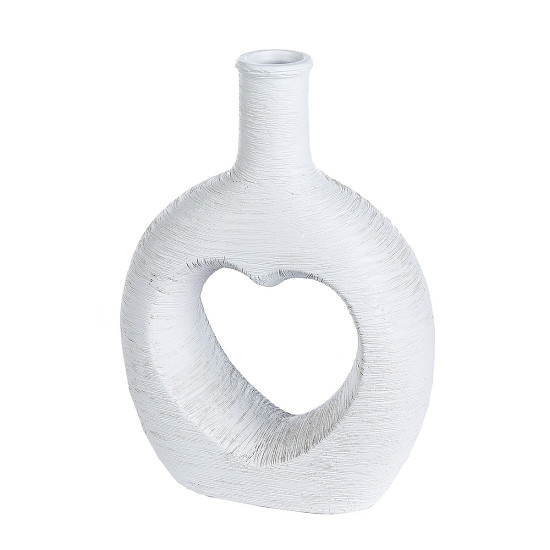 Βάζο ArteLibre Με Καρδιά Στη Μέση Λευκό Κεραμικό 7x16x22.5cm