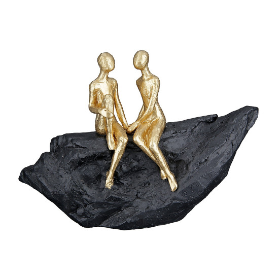 Διακοσμητικό ArteLibre Ζευγάρι Πάνω Σε Βράχο Χρυσό/Μαύρο Polyresin 6x24x17cm