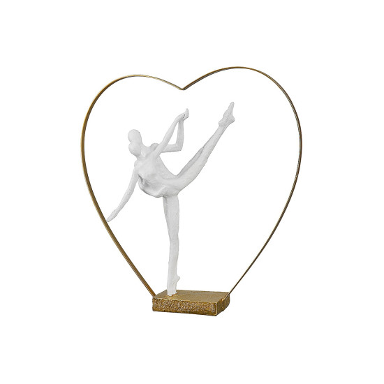 Διακοσμητικό ArteLibre Ζευγάρι Χορεύει Σε Καρδιά Λευκό/Χρυσό Polyresin 5.5x29x29cm