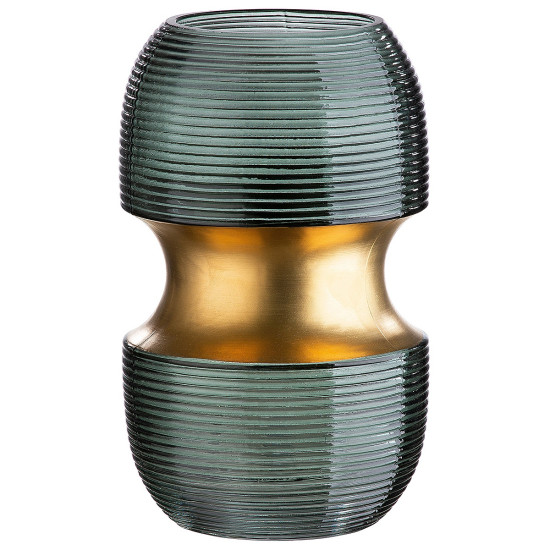 Βάζο ArteLibre Τιρκουάζ/Χρυσό Γυαλί 11x11x18cm