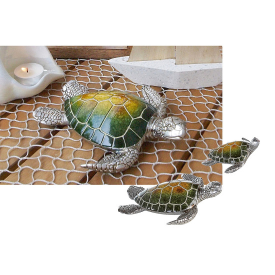 Διακοσμητικό ArteLibre Θαλάσσια Χελώνα Πράσινο/Ασημί Polyresin 18cm