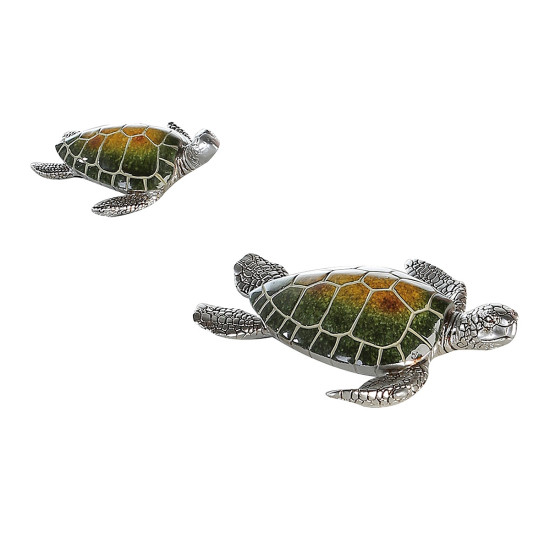 Διακοσμητικό ArteLibre Θαλάσσια Χελώνα Πράσινο/Ασημί Polyresin 18cm
