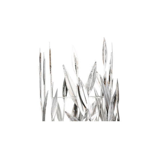 Κηροπήγιο ArteLibre Φυλλωσιά Αντικέ Ασημί Μέταλλο 43cm