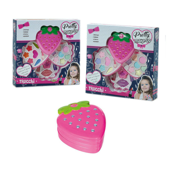 Παιδικό Σετ Μακιγιάζ Pretty Make-Up Σε Σχήμα Φράουλας Ροζ Πλαστικό 29x26x6cm Σε 2 Σχέδια Για 6+ Ετών
