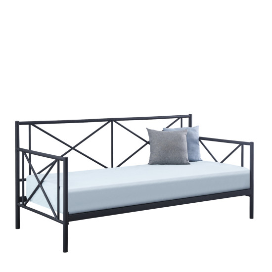 Κρεβάτι Μονό ArteLibre JASMINE Μαύρο Μέταλλο 208x97.6x100cm (Στρώμα 90x200cm)