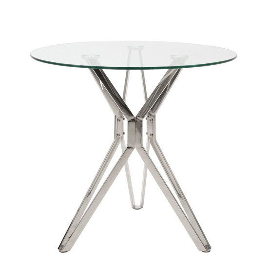 Τραπέζι ArteLibre BIHOR Διάφανο/Χρώμιο Γυαλί/Μέταλλο 80x80x75cm