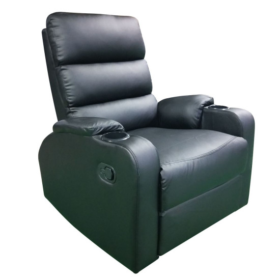 Πολυθρόνα ArteLibre Relax HEDER Μαύρο PU 80x78x98cm