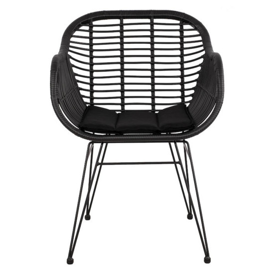 Καρέκλα Κήπου ArteLibre ACTORIUS Μαύρο Μέταλλο/Rattan 57x53x81cm