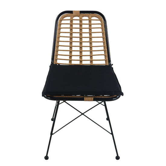 Καρέκλα Κήπου ArteLibre ATILIUS Φυσικό/Μαύρο Μέταλλο/Rattan 46x59x83cm