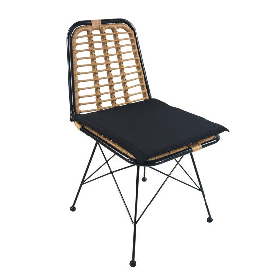 Καρέκλα Κήπου ArteLibre ATILIUS Φυσικό/Μαύρο Μέταλλο/Rattan 46x59x83cm