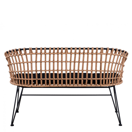 Καναπές Κήπου ArteLibre ARVENIUS Φυσικό/Μαύρο Rattan 124x57x77cm