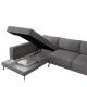 Καναπές Κρεβάτι Γωνιακός ArteLibre Αριστερή Γωνία SILVERTON Γκρι Με Λευκά Μαξιλάρια 304x212x86cm