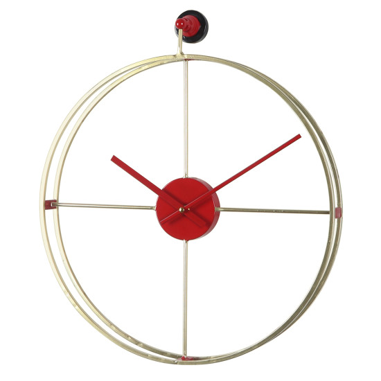 Ρολόι Τοίχου ArteLibre Χρυσό/Κόκκινο Μέταλλο 45.5x53x5.5cm