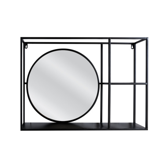 Καθρέπτης Τοίχου ArteLibre Με Ράφια ERENDIS Μαύρο Μέταλλο/Γυαλί 70x13x50cm