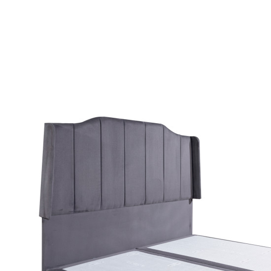 Κρεβάτι ArteLibre BISMUTH Γκρι Βελούδο (Στρώμα 160x200cm)