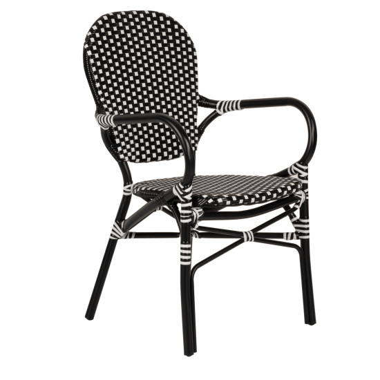 Καρέκλα Κήπου ArteLibre BOALI Μαύρο/Λευκό Αλουμίνιο/Rattan 41x45x92cm