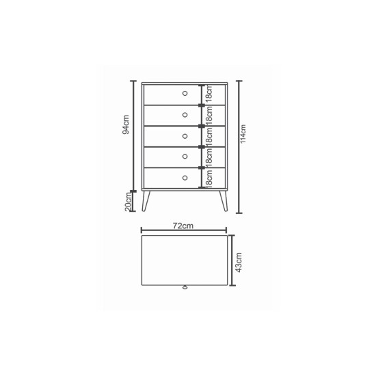 Συρταριέρα ArteLibre AMARI Λευκό Μοριοσανίδα 72x43x114cm