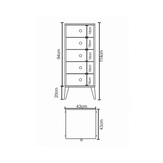 Συρταριέρα ArteLibre AMARI Δρυς/Λευκό Μοριοσανίδα 43x43x114cm