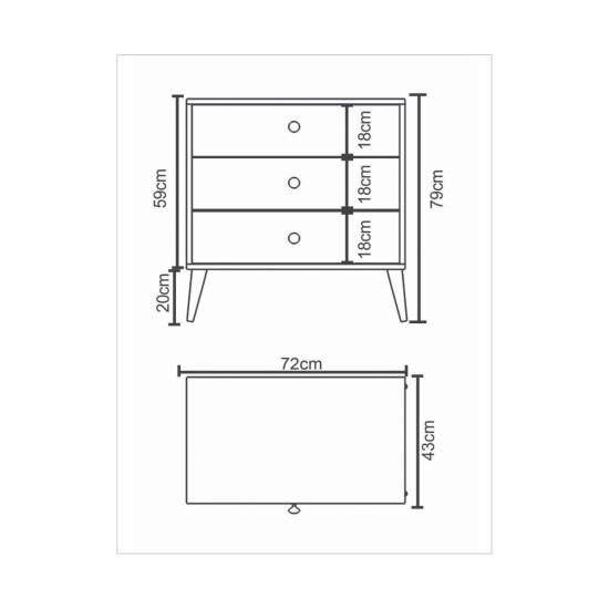 Συρταριέρα ArteLibre AMARI Δρυς/Λευκό Μοριοσανίδα 72x43x79cm