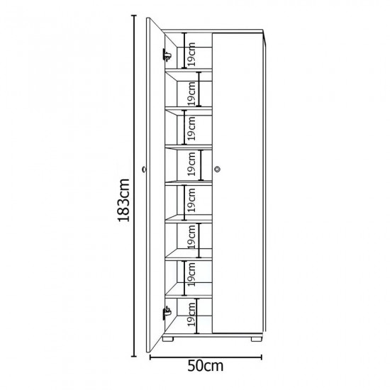 Ντουλάπι ArteLibre JUDELINE Λευκό Μοριοσανίδα 50x35x183cm